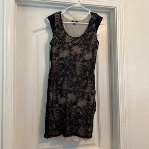 tan and black lace Express dress